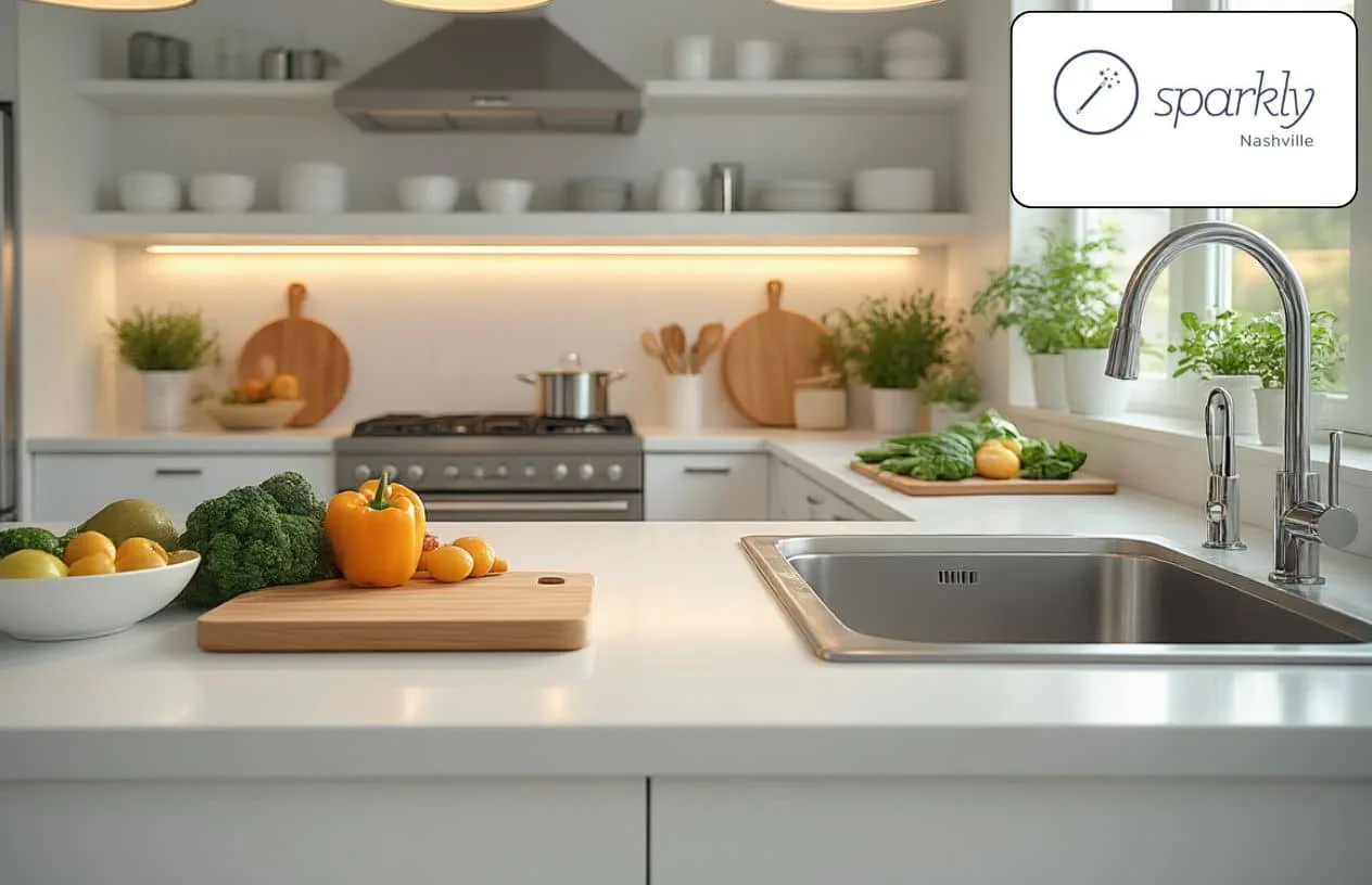 Clean kitchen countertop and stovetop Nashville home