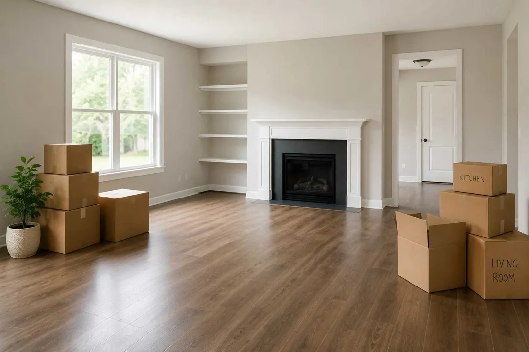 Empty Nashville home with moving boxes ready for move-out cleaning